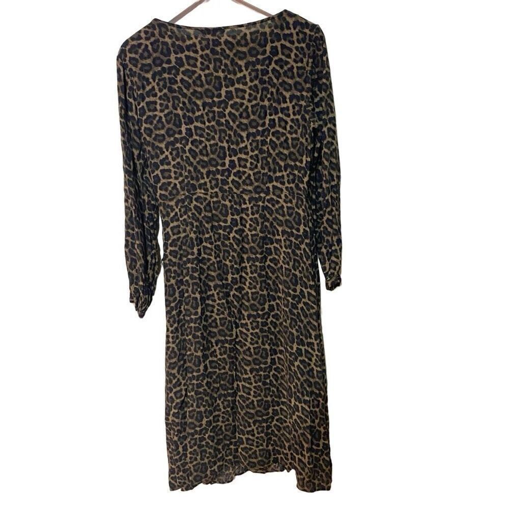 H&M Size 12 Wrap Around Leopard Print Dress Mid L… - image 4